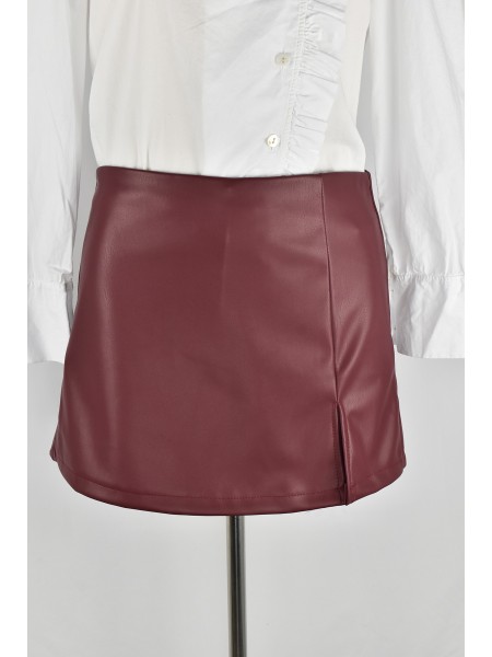 SHORT FALDA PANTALON POLIPIEL BURDEOS