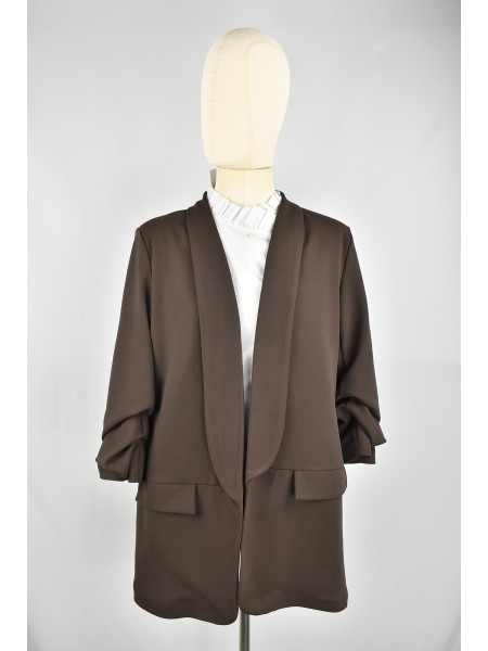 BLAISER CHOCOLATE MANGAS DRAPEADAS AMANDA