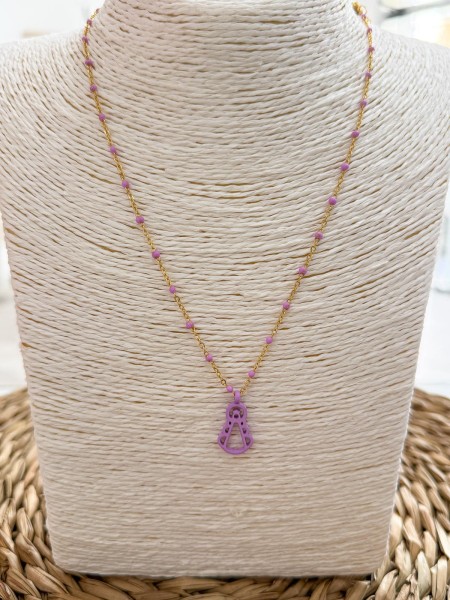 COLLAR BOLITAS VIRGENCITA LILA