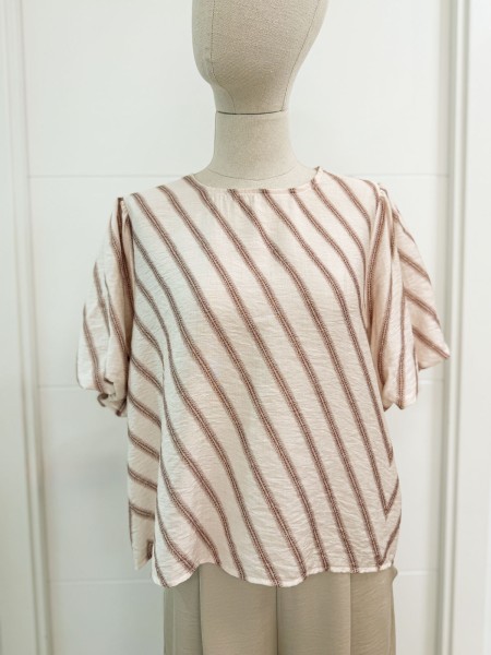 BLUSA BEIGE Y MARRON LINEA 2