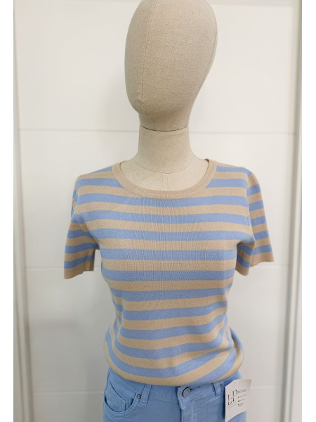 TOP PUNTO RAYAS CELESTE Y BEIGE 2