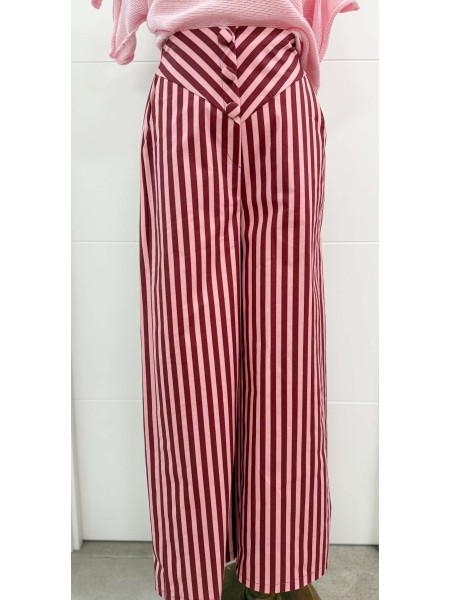 PANTALÓN RAYA TINTO Y ROSA