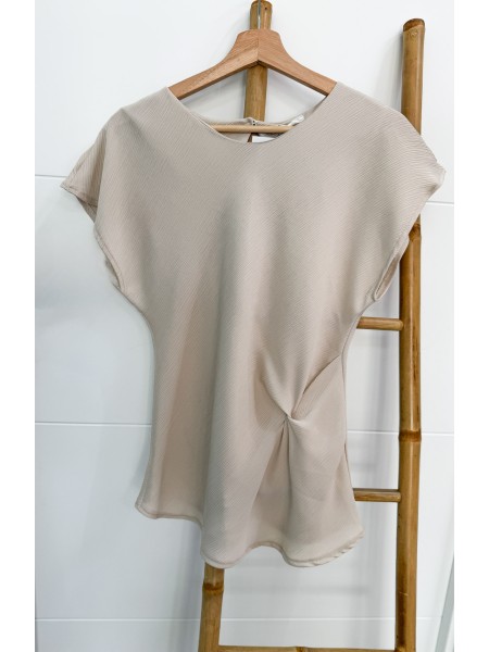 BLUSA NUDO CINTURA BEIGE 2