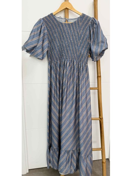 VESTIDO NIDO LINEA AZUL Y CAMEL 2