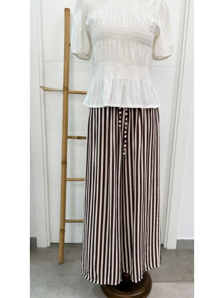 PANTALON PIJAMA RAYA MARRÓN
