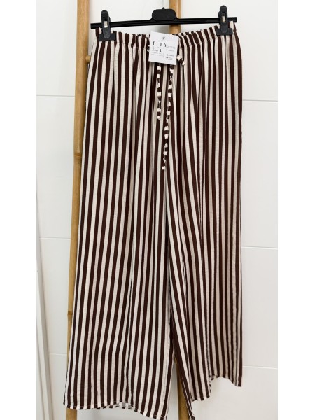 PANTALON PIJAMA RAYA MARRÓN 2