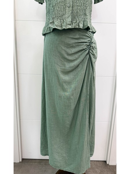 FALDA FRUNCE VERDE SECO