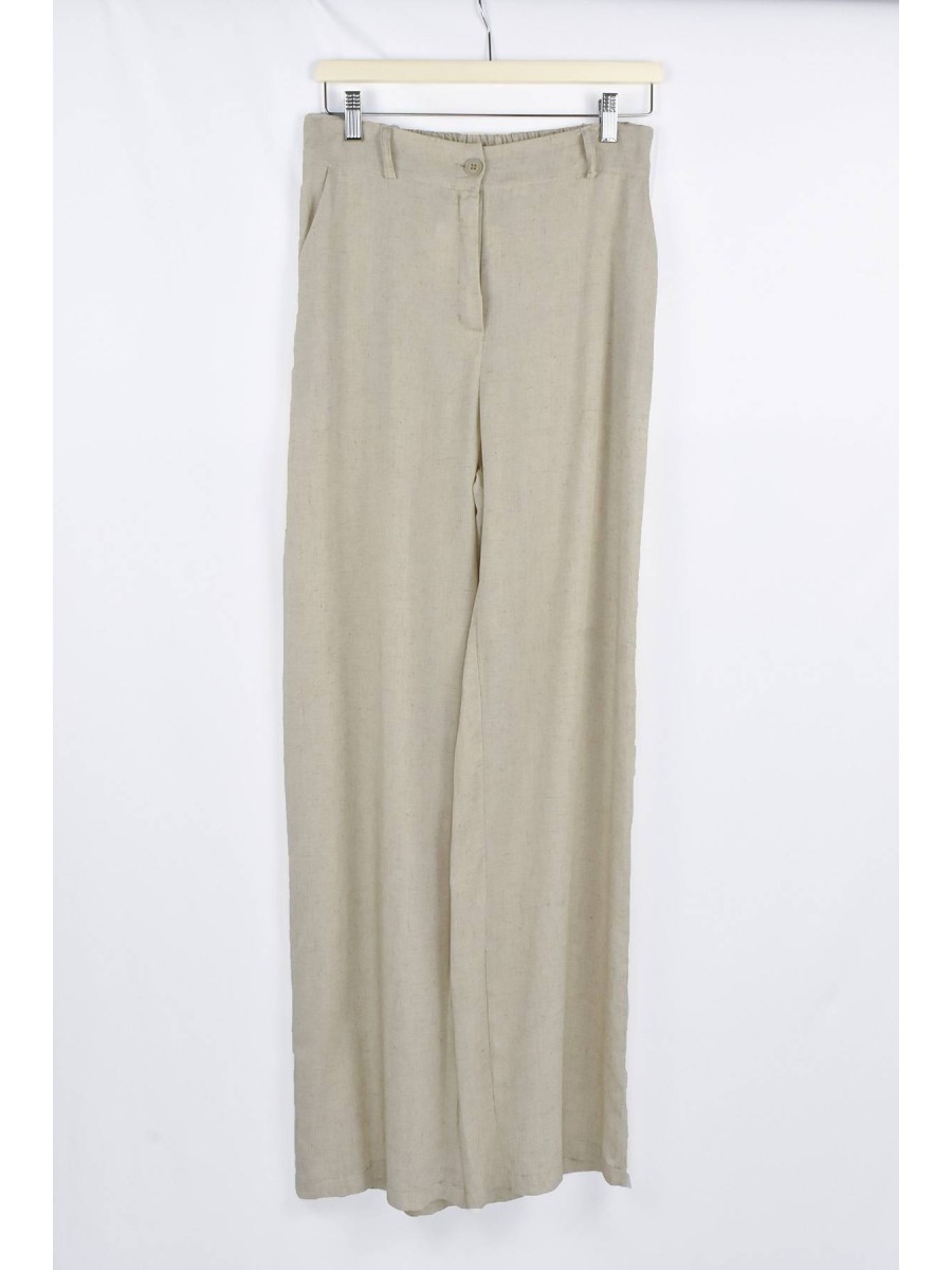PANTALON PINZAS LINO BEIGE