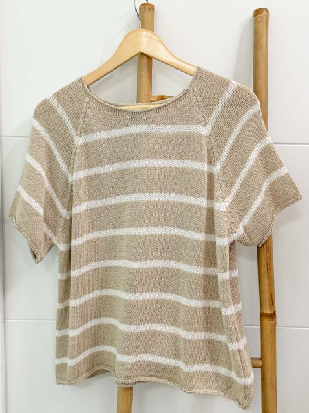 TOP PUNTO RAYA BEIGE Y BLANCO 2