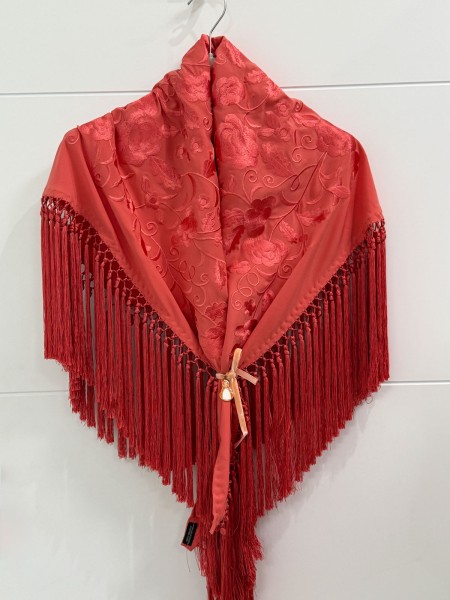 MANTÓN CORAL BORDADO AL TONO