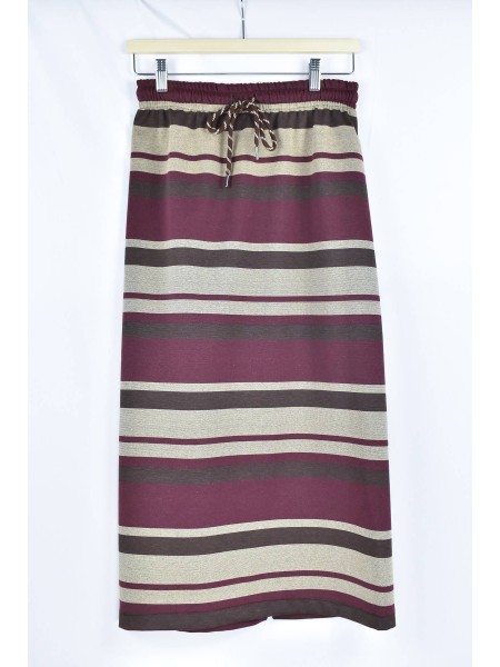 FALDA TUBO LISTAS MARRON GRANATE Y BEIGE 2
