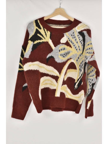 JERSEY FLORES  ESTAMPADO GRANATE 2