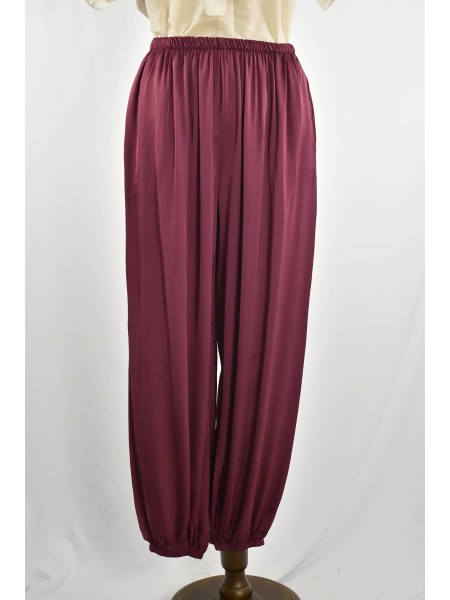 PANTALON SATEN BOMBACHO GRANATE