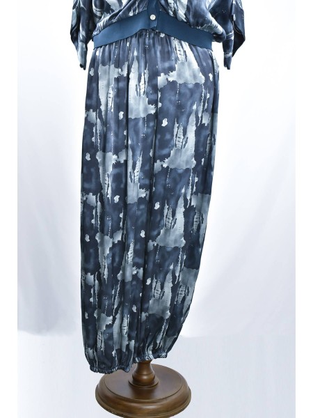 PANTALON SATEN BOMBACHO TONOS AZULES