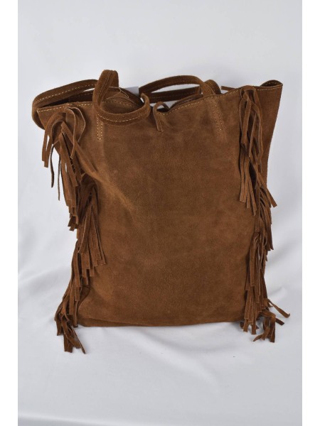 BOLSO SERRAJE FLECOS LATERALES CHOCOLATE