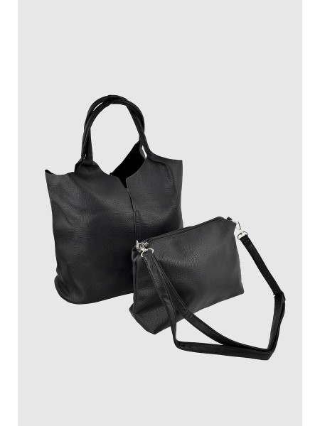 BOLSO PIEL ASA CORTA NEGRO