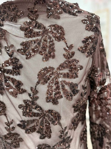 TOP LENTEJUELA BORDADO MARRÓN 2