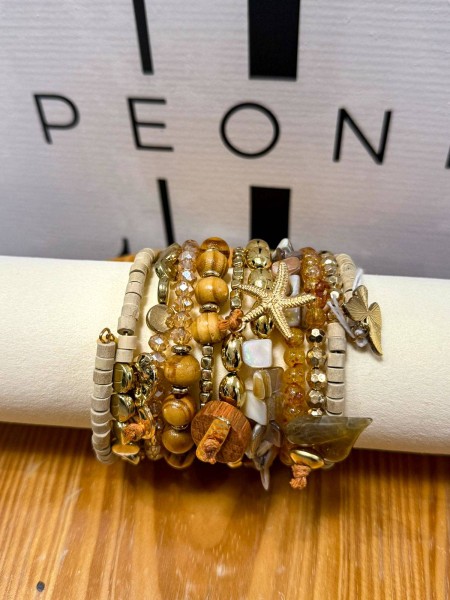 BRAZALETE TONOS ARENA Y ORO