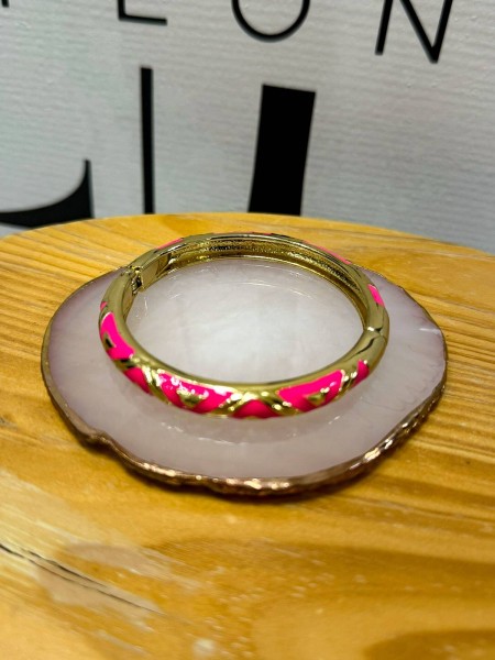 PULSERA RIGIDA ROSA Y ORO