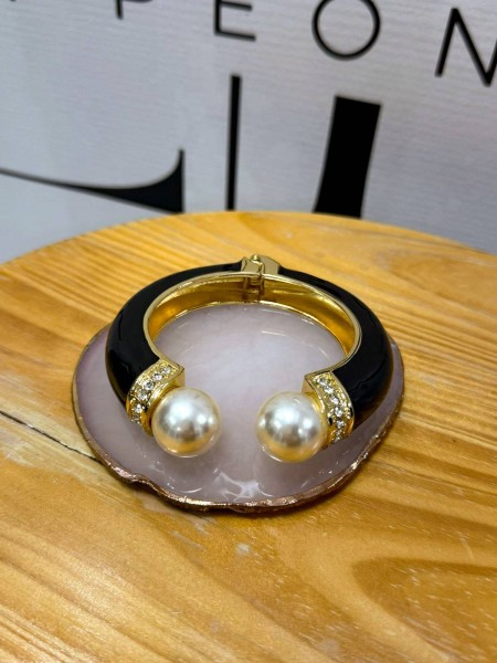 PULSERA RIGIDA NEGRA PERLA