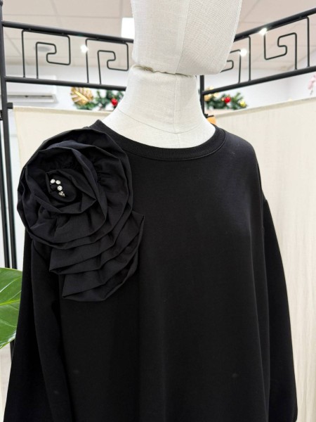 VESTIDO SUDADERA NEGRO FLOR DALIA 2