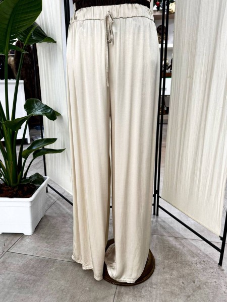 PANTALON SATEN CORTE RECTO BEIGE