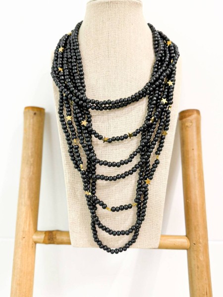 COLLAR  ESTRELLAS  NEGRO   Y ORO