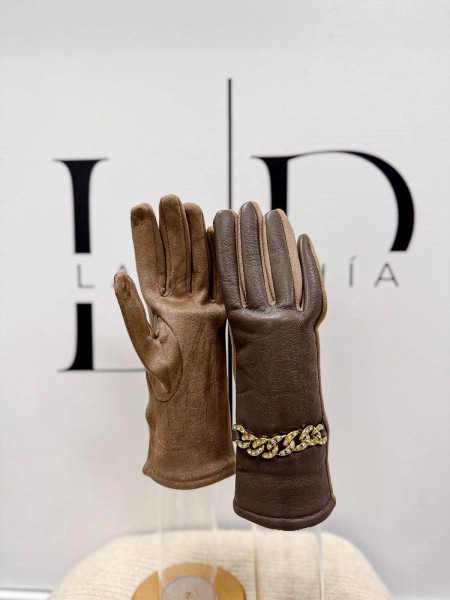 GUANTE CADENA MARRON