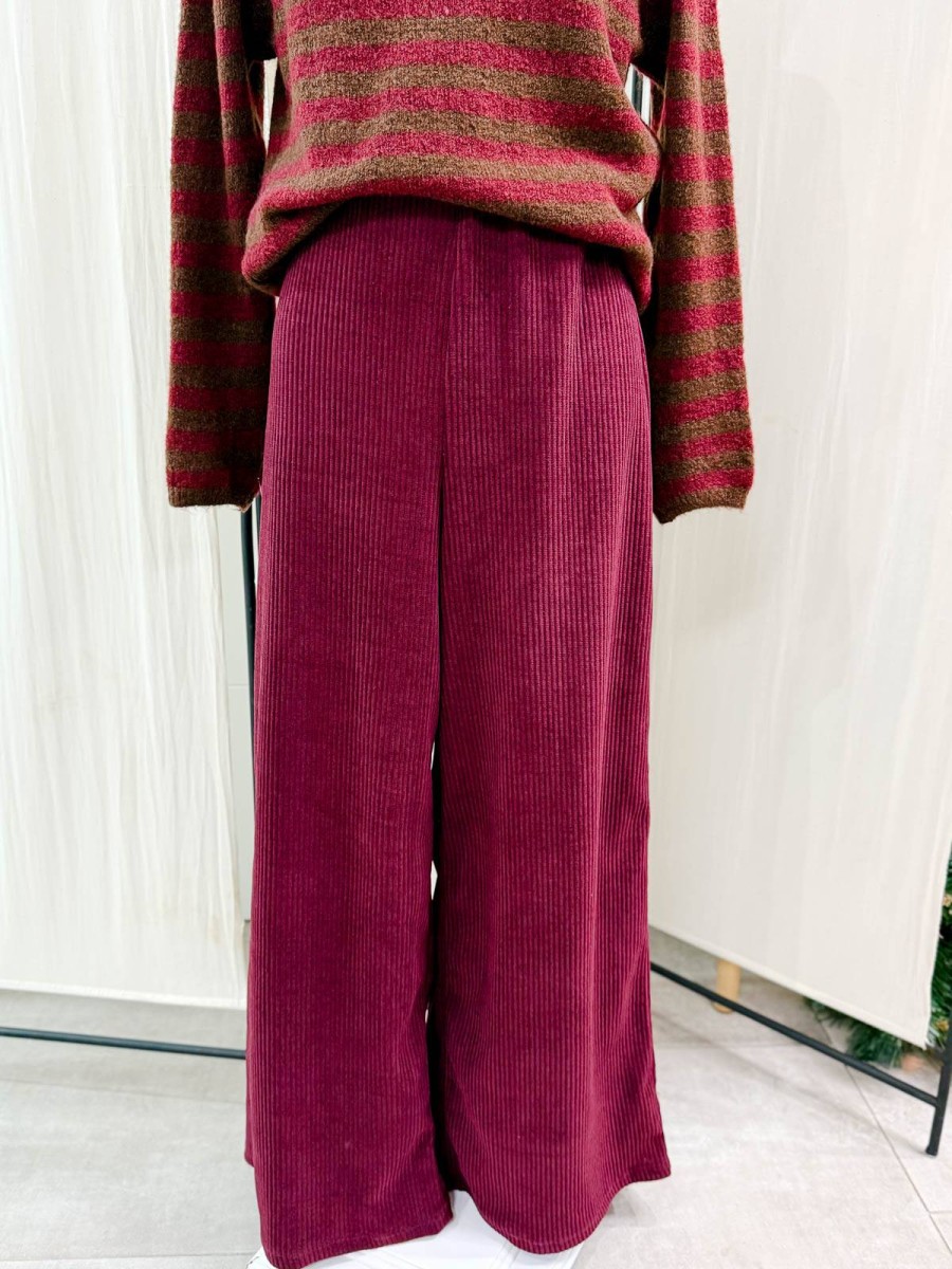 PANTALON PANA LICRA BURDEOS