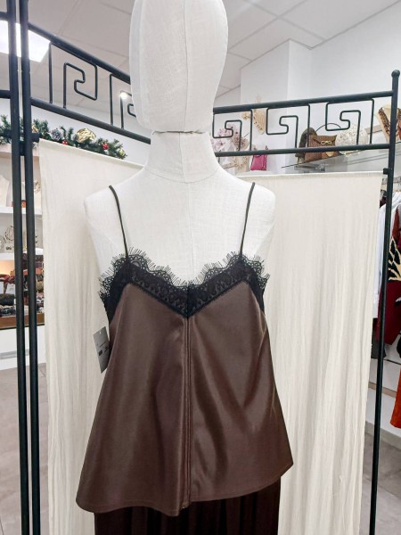 TOP LENCERO PIEL MARRON
