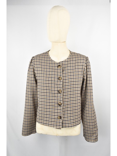 CHAQUETA CUADRO PATA DE GALLO AVIADOR MARRON