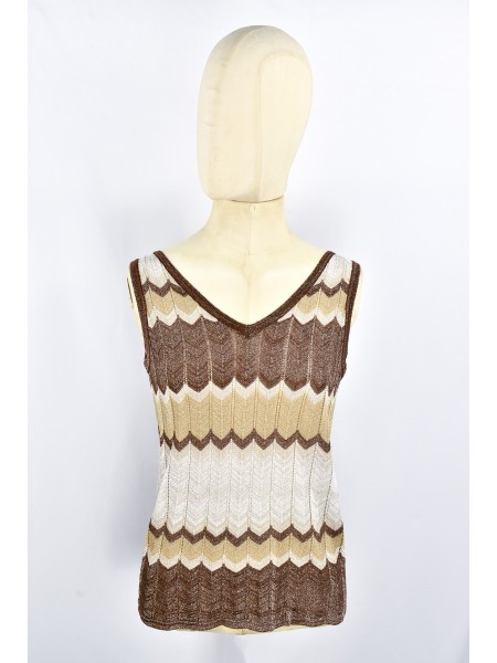 TOP PUNTO EMPOLVADO MARRON