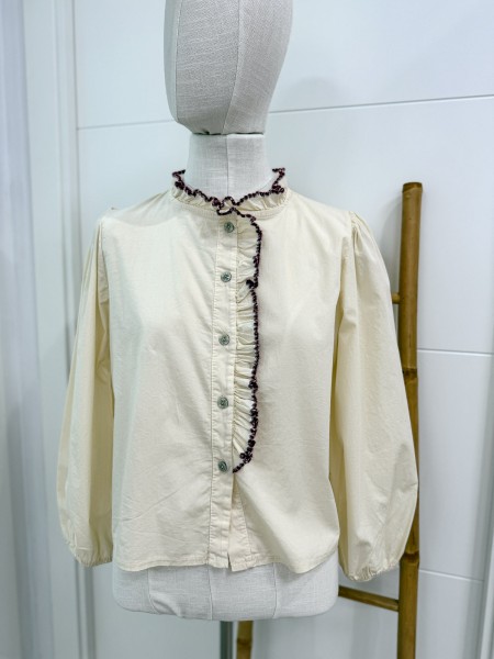BLUSA MARIELA BEIGE Y GRANATE