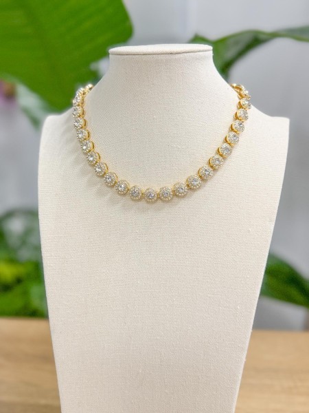 COLLAR ROSETON ORO Y PLATA