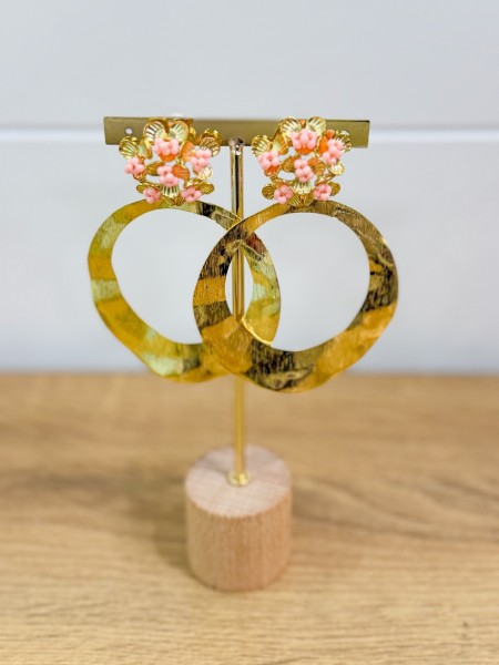 PENDIENTE MAGNOLIA ORO Y CORAL