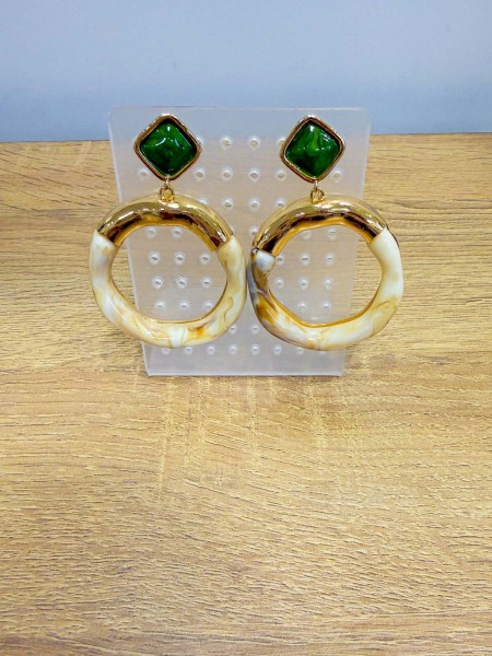 PENDIENTE ANACARADO ORO Y VERDE