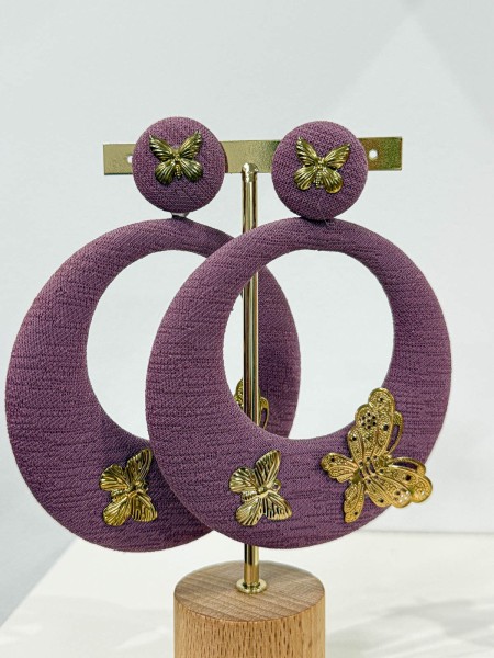 PENDIENTE ARO MARIPOSA LILA