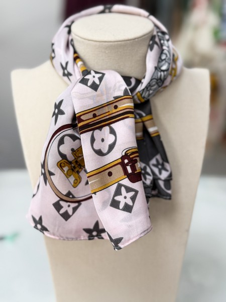 PAÑUELO GRIS Y ROSA ARREOS