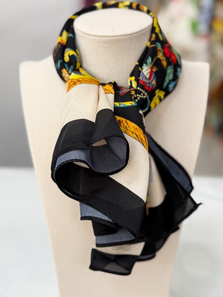 PAÑUELO NEGRO FLORES COLORES