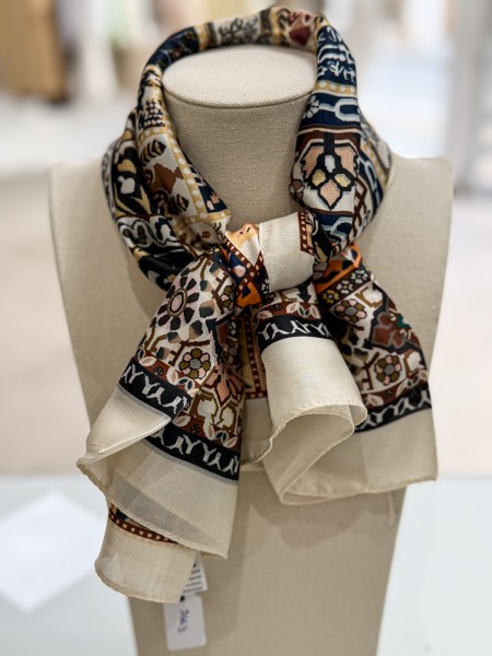 PAÑUELO SEDA TONOS BEIGES Y MARRONES