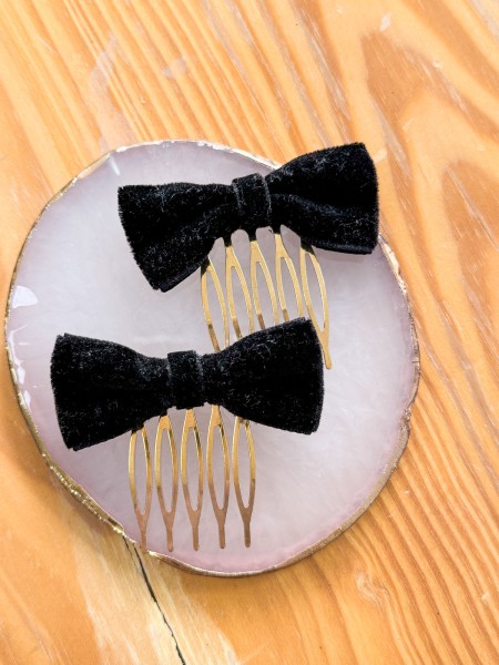 2 PEINAS MINI TERCIOPELO NEGRO