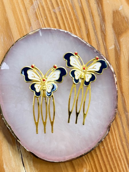 2 PEINAS MARIPOSA BLANCA