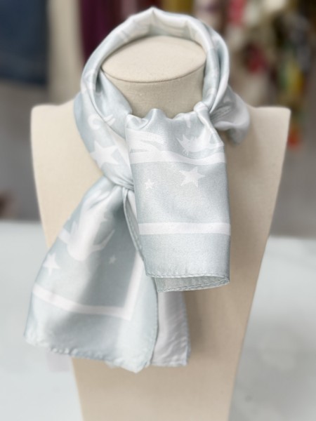 PAÑUELO GRIS GATITOS BLANCOS